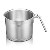 KHG Topf Kochtopf Milchtopf 14 cm Induktion, Edelstahl unbeschichtet | 11,5 cm hoher Rand, 1,5 Liter...