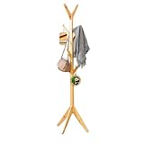 Floordirekt Garderobenständer | Kleiderständer mit 8 Haken, Bambus Holz Jackenständer, Modernes...