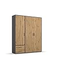 Rauch Möbel Voyager Schrank Kleiderschrank Drehtürenschrank, Eiche Artisan/Graumetallic, 3-türig...