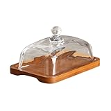 Glas-Butterdose mit Deckel – Klare Kuppel-Butterbehälter mit Griff, Große Käseplatte Abdeckung...