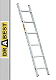 DRABEST PRO Serie Anlegeleiter Aluminium-Stufenleiter - 6 Stufen - mit Leiterhaken - Tragfähigkeit...