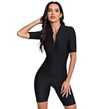 Badeanzug Damen Langarm/Kurzarm Reißverschluss Einteiler Badeanzug Rashguard Surf Baden Bescheidene...