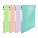 OXFORD 4 Stück Ordner, weich, A4, 4 Ringe, 20 mm, Pastellfarben, verschiedene Farben