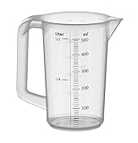 APS Messbecher 0,5 Liter, Ø 9,5 x H: 14 cm, Kunststoffbecher mit geprägter Maßskalierung außen,...