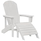 vidaXL Adirondack-Stuhl mit Fußstütze Weiß HDPE