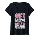 Damen Fahrrad Ehefrau Mom BMX Legende BMX Damen T-Shirt mit V-Ausschnitt