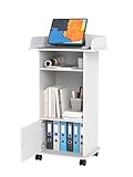 Nisorpa Stehpulte Weiße Podiumständer Mobiles Rednerpult mit Rollen Holz-Podium mit...