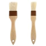 Dimeho 2 Stück Backpinsel Set Küche Pastry Brush Naturborsten BBQ-Bürsten Holzgriff Basting...