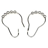 H&S Edelstahl Duschvorhang Haken mit Kugelrollen - 14 Ringe - Rostfreie & Edle Duschvorhangringe...