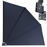 QUICK STAR Sichtschutz Fächer 140x140cm Anthrazit Easy Mount Wandplatte Balkon Trennwand Windschutz...