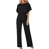 NaLatia Damen Elegant Jumpsuit Overall Hosenanzug Playsuit Romper Festlich Sommer O-Ausschnitt