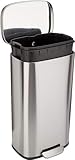 Amazon Basics 30 l Rechteckig Mülleimer für die Küche mit Stahlrohrpedal - 7.9 gallons Sanft...