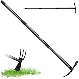 HARRMS Gartenhacke mit Stiel, 116cm, 3-Zinken-Doppelhacke Unkrautharke Metall, Multifunktionale...