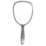 PARSA Beauty Handspiegel oval 14,5 x 11,5 cm (Anthrazit) – Handspiegel mit Griff in ergonomischem...