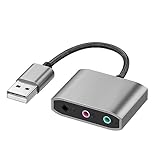 USB-auf-3,5-mm-Adapter-Konverter, externe Soundkarte für Gaming-Headset, kompatibel für...