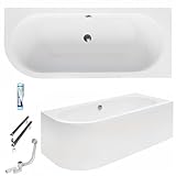 ECOLAM Badewanne Avita 180x80 cm Schürze | Wanne für Zwei Personen | Eckwanne Modern Design |...