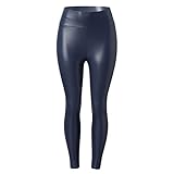 Generisch Lederleggings Damen - Kunstlederhose High Waist Latex Leder Leggings Sexy Kunstleder Hosen...