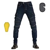 oFzimTo Motorradhose Herren mit Protektoren, Motorrad Jeans Herren, Klassisch Motorrad Hosen Herren,...