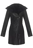 Hollert Lammfellmantel - Kate Damen Wintermantel Ledermantel Größe XXL, Farbe Schwarz