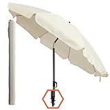 4smile Sonnenschirm Strand SunnyJoy, Beige - UPF 50+ Strandschirm Ø 180 cm, sicherer Sonnenschutz...