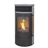 H&M Germany Kaminofen München Max Style gussgrau/Naturstein 150mm Rauchrohranschluss 8kw Holzofen...