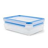EMSA Clip & Close Frischhaltedose, rechteckig, 2 X 0,6 L, Aufschnittboxsystem mit Deckel,...