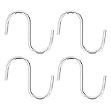 4 Stück S-förmige Haken, robust, rutschfeste Metall-Aufhängehaken für Küche, Badezimmer,...