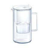 AQUAPHOR Glas-Wasserfilterkanne Weiß inkl. 1 MAXFOR+ Filter I Karaffe im Glas Design mit leicht...