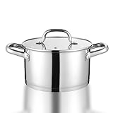 Herogo Kochtopf 22 cm, 5 L Edelstahl Suppentopf Induktion Topf mit Glasdeckel, Nudeltopf Fleischtopf...