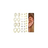 CASSIECA 12 Paar Ohrringe Gold Set, 316L Chirurgenstahl Ohrringe für Damen Herren Medizinische...