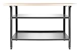 Ondis24 Werkbank Nobbi Packtisch aus Metall grau 120 x 60 x 85 (H) cm, höhenverstellbare...