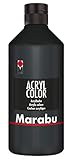 Marabu 12010075073 - Acryl Color schwarz 500 ml, cremige Acrylfarbe auf Wasserbasis, schnell...