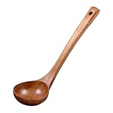 DOPENSPI Schöpfkelle aus Holz, 28 cm langem Griff Großer Küchenlöffel aus Holz, Naturholz...