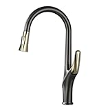 TYMYW Küchenarmatur Ausziehbar Messing mit 2 Modi 360° Drehbar Mischbatterie Küche Ausziehbar...