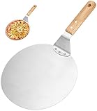 Pizzaschieber mit Holzgriff, Pizzaschaufel Edelstahl, Pizzaschieber Perforiert, 10 Zoll Pizzakruste,...