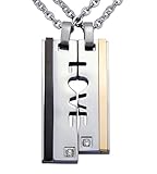 Hanessa 2 Stück Personalisierte Kette mit Gravur Edelstahl 50 cm mit Anhänger 'LOVE' mit Stein in...