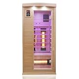 Dewello® Infrarotkabine Infrarotsauna Pierson 90x90 für 1 Person aus Hemlock Holz mit...