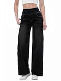 Chasehot Baggy Jeans Damen,Pull On Wide Leg Jeans Mit Gummibund High Waist Stretch,Weites Bein Jeans...