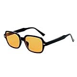 YOJUED Vintage Rechteck Ovale Sonnenbrille Damen Herren Gelb Gradient Brille Retro Tinted Sunglasses...