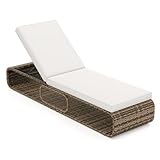 COSTWAY Sonnenliege Rattan, Gartenliege mit Auflage und Verstellbarer Rückenlehne, wetterfeste...