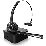 CSL - Bluetooth 5.0 Headset mit Ladestation - PC Headset mit flexiblem Mikrofon - Multipoint -...