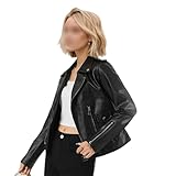Damenjacke aus Kunstleder, schmaler Umlegekragen, Biker-Bomber-Mäntel, für Freizeit, Urlaub,...