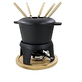 Traditionelles Fondue-Set, mattschwarzes, emailliertes Gusseisen-Fondue für Taditional Schweizer...