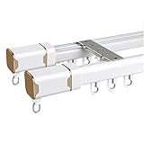 2-läufig Vorhangschiene, Deckenmontage/Wandmontage, Gardinenstange aus Aluminium mit geräuscharmen...