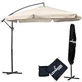 LEHMANN Alu Sonnenschirm Ø 300 cm mit ständer, groß Gartenschirm mit Kurbel, verstellbarer...