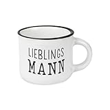 Espressotasse vintage| Mini Keramik Becher zum verschenken | 95 ml | Lieblingsmann, Weiß