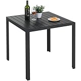 LIFERUN Gartentisch Aluminium, 75x75cm WPC Balkontisch Wetterfest, Quadratisch Terrassentisch,...