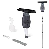 Fenstersauger, 2-in-1 Bodenreinigung Fenstersauger mit Teleskopgriff Silikondüse 150ml Wassertank,...