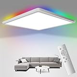 LED Dimmbare Deckenleuchte mit Fernbedienung, 24W RGB Farbwechsel Deckenlampe mit 3000k-6500k,...