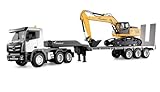 Amewi 2-in-1 Set LKW mit Tieflader und Bagger 1:24 RTR ferngesteuert RC Baustelle Kinder 8 Jahre,...